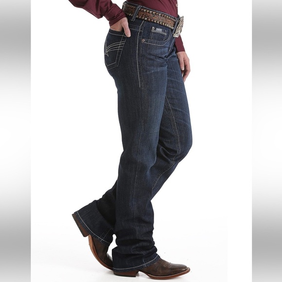 CINCH Denim Women's Ada Mid Rise Relaxed Fit Boot Cut Jeans - Dark Stonewash|NWT - Picture 2 of 6